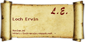 Loch Ervin névjegykártya